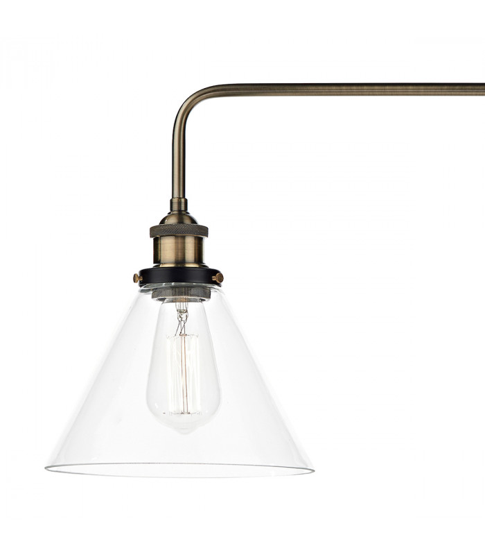 Straight Bar Pendant Light Antique Brass Clear, 3x E27
