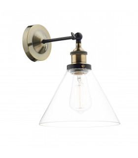 Dome Wall Light Antique Brass Clear, 1x E27
