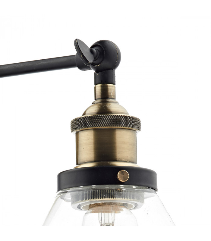 Dome Wall Light Antique Brass Clear, 1x E27