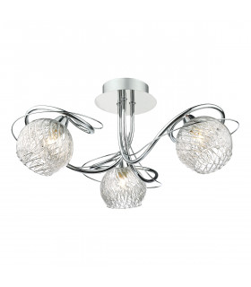 Semi Flush Ceiling Light Light Decorative Glass Polished Chrome Frame, 3x G9