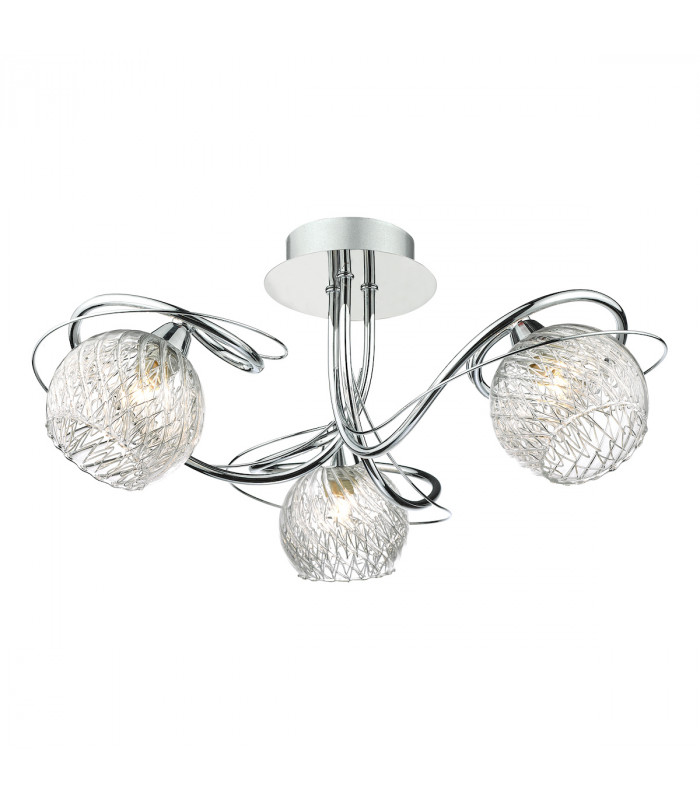 Semi Flush Ceiling Light Light Decorative Glass Polished Chrome Frame, 3x G9