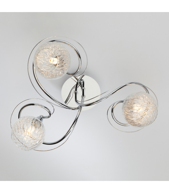 Semi Flush Ceiling Light Light Decorative Glass Polished Chrome Frame, 3x G9