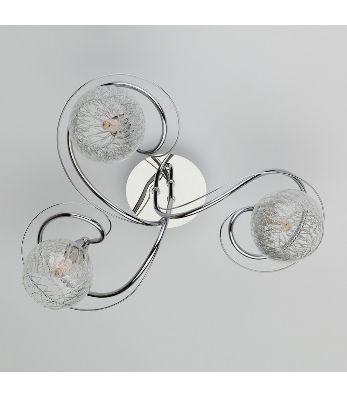 Semi Flush Ceiling Light Light Decorative Glass Polished Chrome Frame, 3x G9