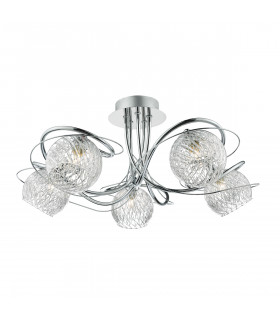 Semi Flush Ceiling Light Light Decorative Glass Polished Chrome Frame, 5x G9