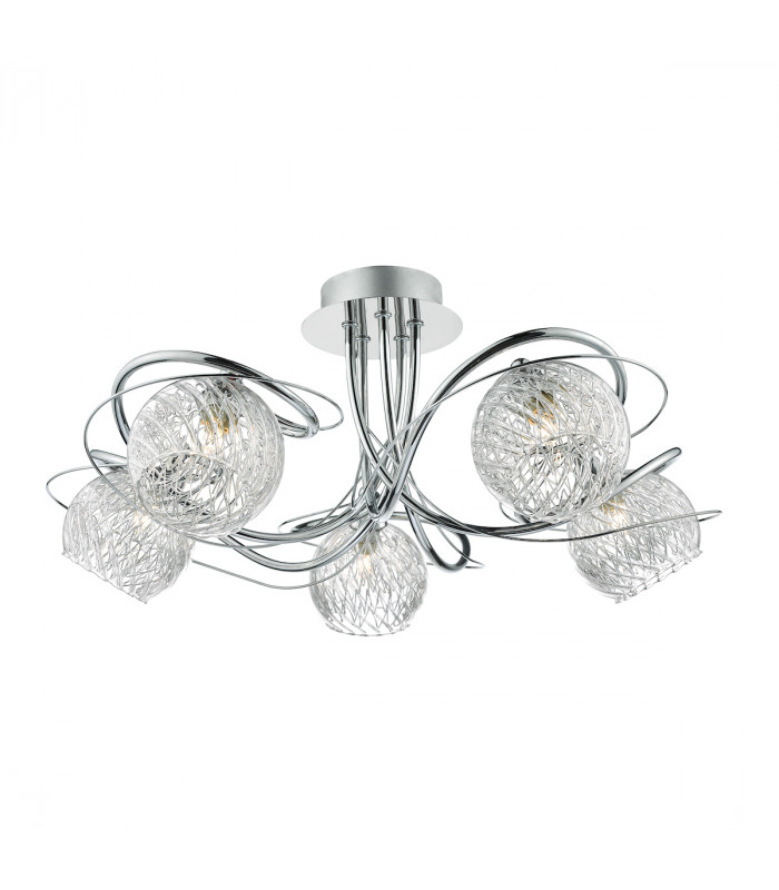 Semi Flush Ceiling Light Light Decorative Glass Polished Chrome Frame, 5x G9
