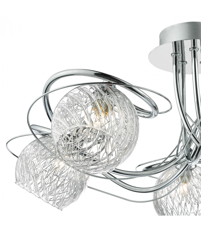 Semi Flush Ceiling Light Light Decorative Glass Polished Chrome Frame, 5x G9