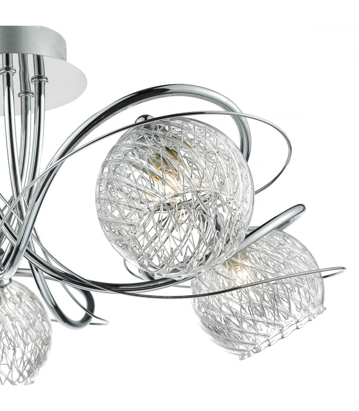 Semi Flush Ceiling Light Light Decorative Glass Polished Chrome Frame, 5x G9