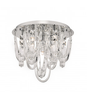 Flush Ceiling Light Polished Chrome & Crystal, 7x G9