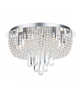 Crystal Flush Ceiling Light Polished Chrome, Clear, 5x G9
