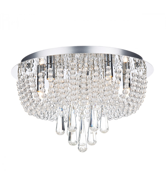 Crystal Flush Ceiling Light Polished Chrome, Clear, 5x G9