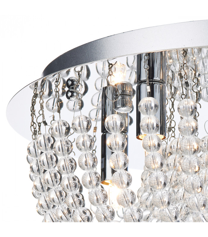 Crystal Flush Ceiling Light Polished Chrome, Clear, 5x G9