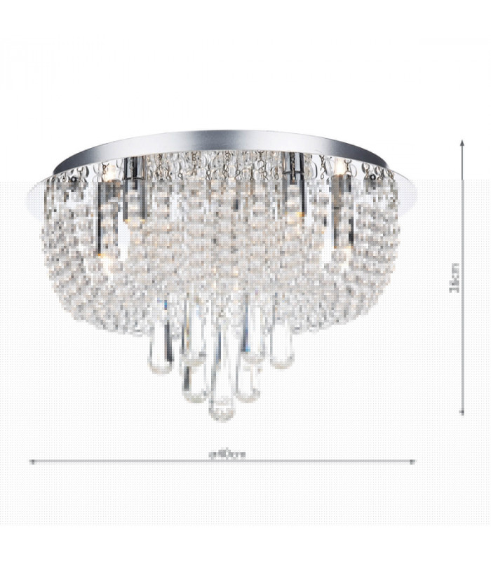 Crystal Flush Ceiling Light Polished Chrome, Clear, 5x G9
