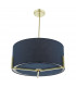 Cylindrical Pendant Light Gold with Navy Cotton Shade