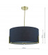 Cylindrical Pendant Light Gold with Navy Cotton Shade