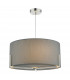 Cylindrical Pendant Light Satin Chrome with Grey Cotton Shade
