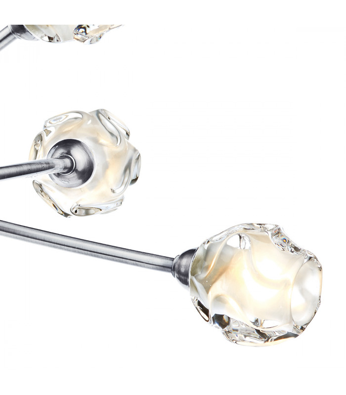 Semi Flush Ceiling Light Light Satin Chrome & Sculptured Glass, 6x G9