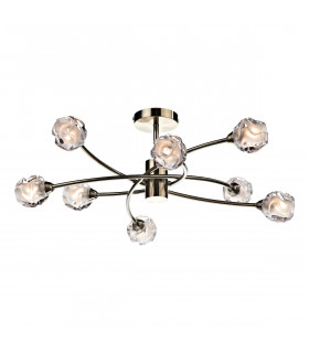 Semi Flush Ceiling Light Light Antique Brass, 8x G9