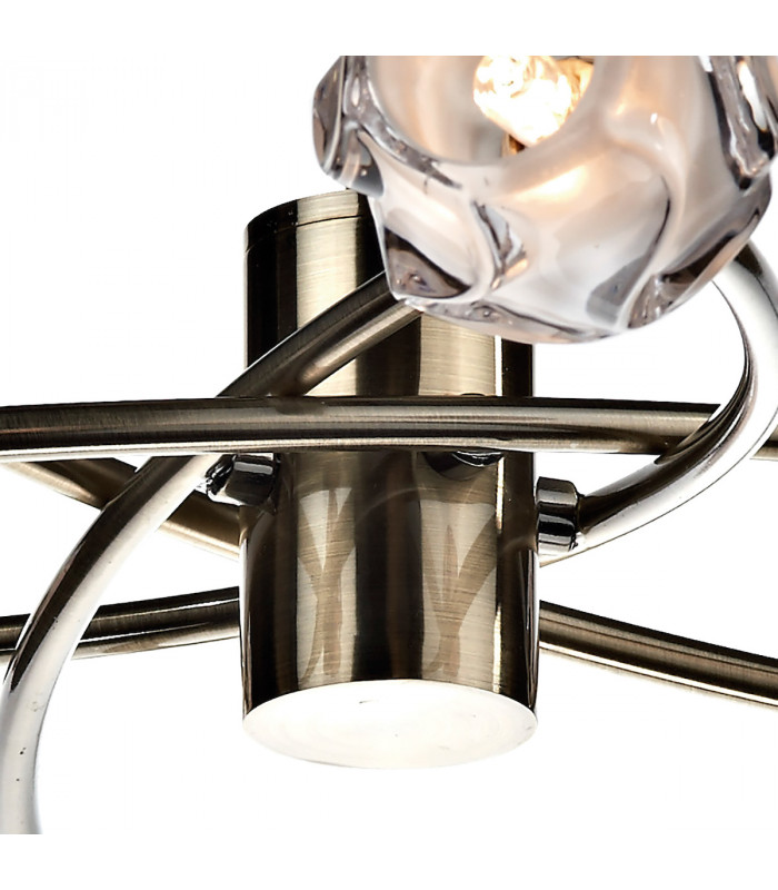 Semi Flush Ceiling Light Light Antique Brass, 8x G9