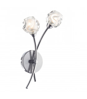 Wall Light Satin Chrome & Sculptured Glass, 2x G9