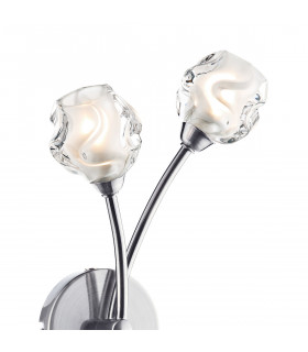Wall Light Satin Chrome & Sculptured Glass, 2x G9