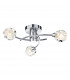 Flush Ceiling Light Satin Chrome & Sculptured Glass, 3x G9