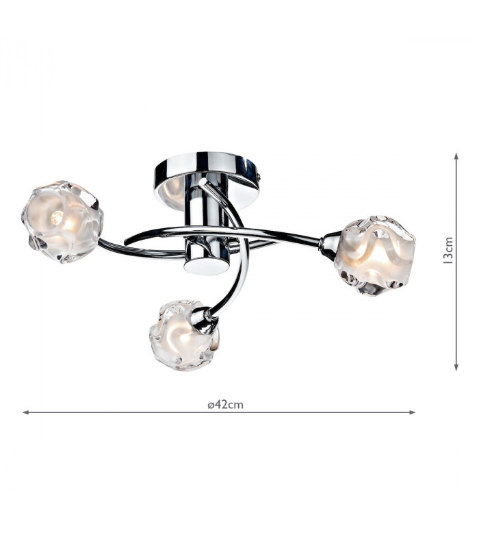 Semi Flush Ceiling Light Light Polished Chrome, 3x G9