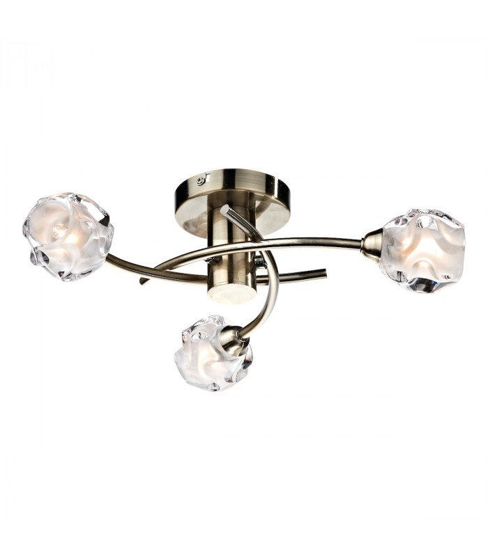 Semi Flush Ceiling Light Light Antique Brass, 3x G9