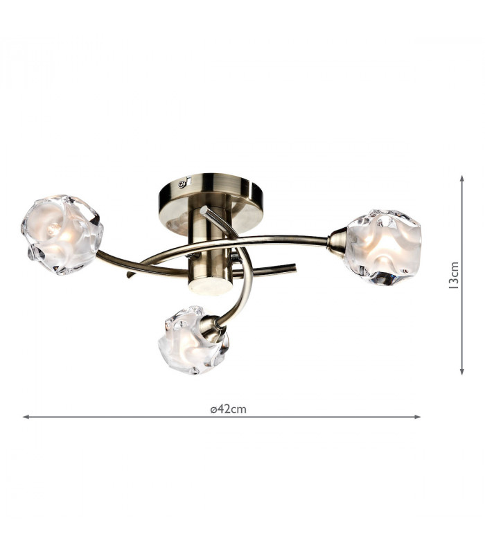Semi Flush Ceiling Light Light Antique Brass, 3x G9