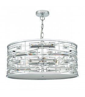 Cylindrical Pendant Light K9 Crystal Polished Chrome, 6x E14