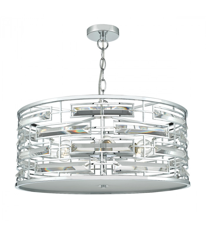 Cylindrical Pendant Light K9 Crystal Polished Chrome, 6x E14