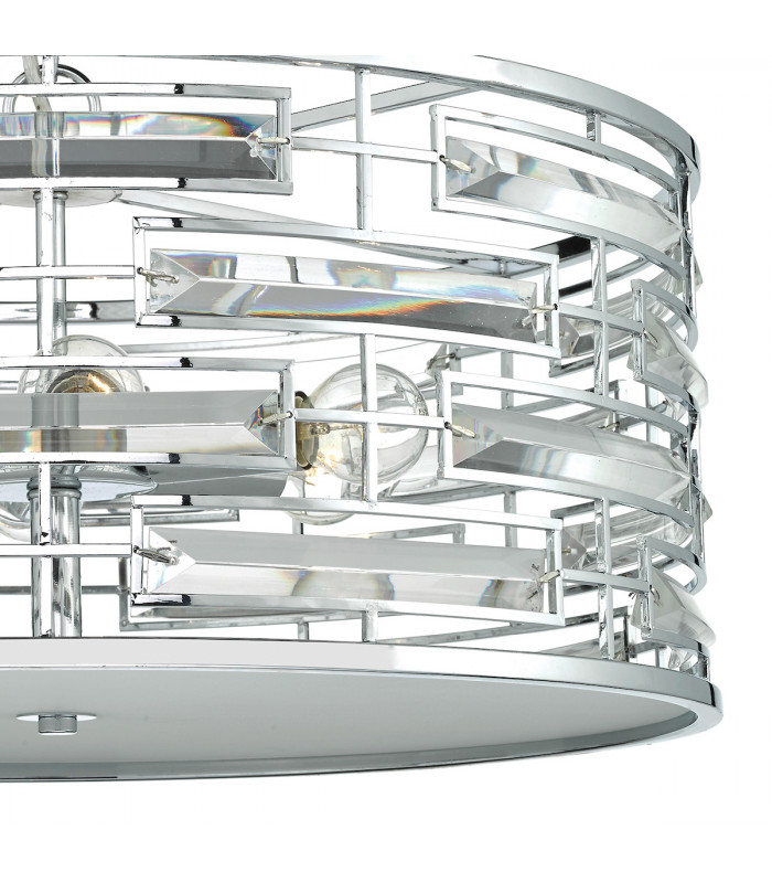 Cylindrical Pendant Light K9 Crystal Polished Chrome, 6x E14