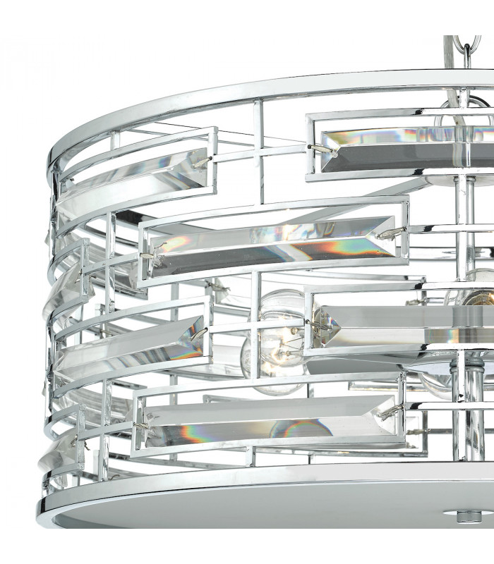 Cylindrical Pendant Light K9 Crystal Polished Chrome, 6x E14