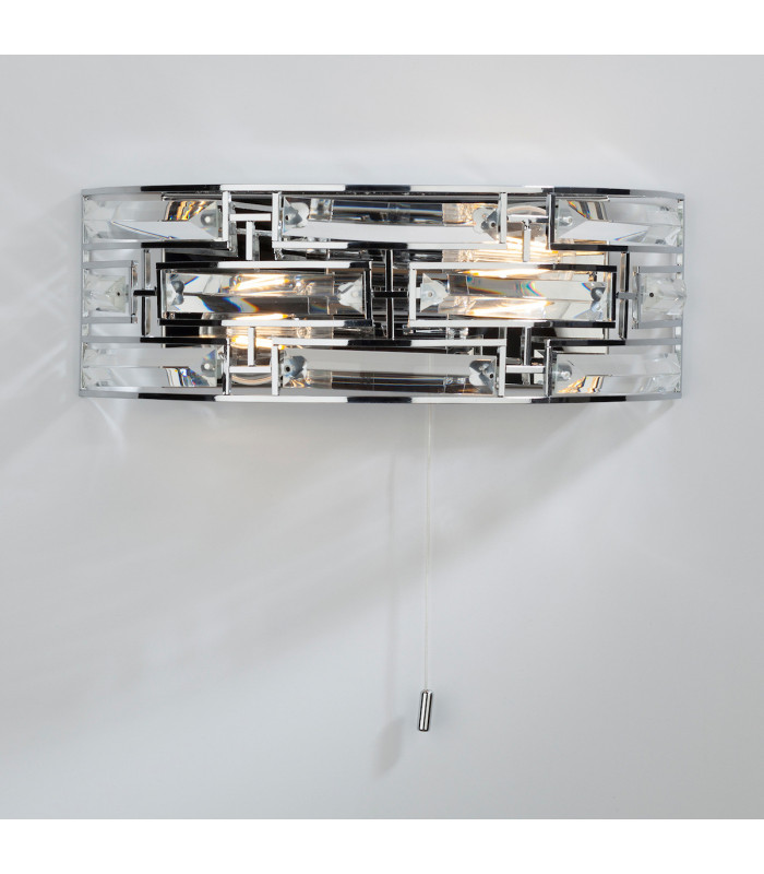 Wall Light Crystal Polished Chrome Frame, 2x E27
