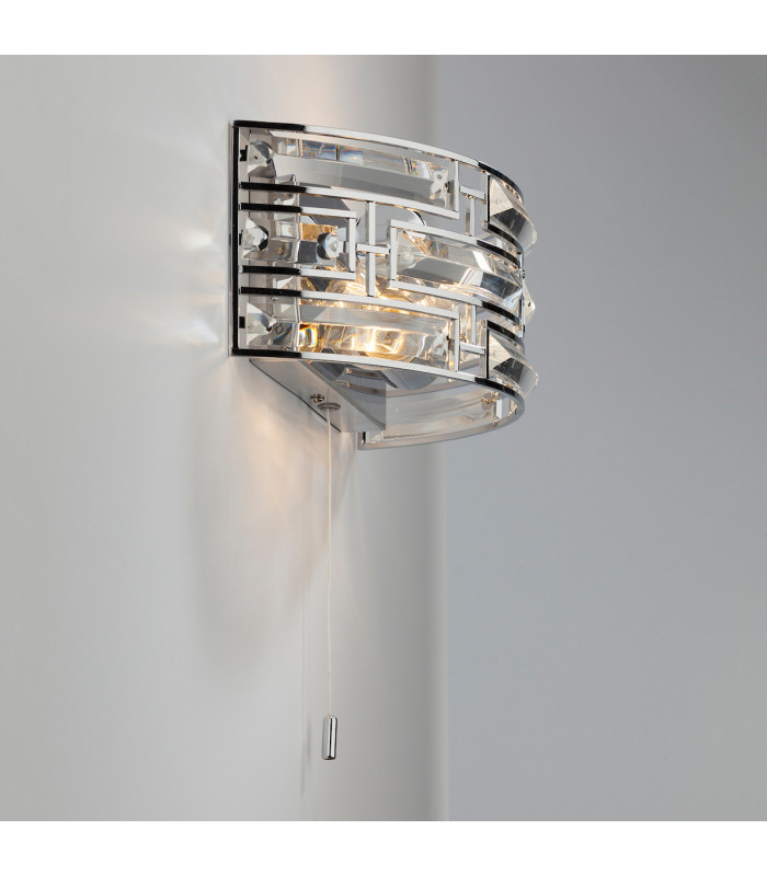 Wall Light Crystal Polished Chrome Frame, 2x E27