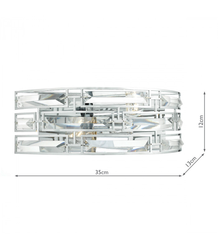 Wall Light Crystal Polished Chrome Frame, 2x E27