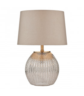 Table Lamp Antique Silver complete with Round Tapered Shade Dual Source