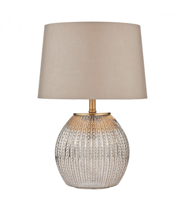 Table Lamp Antique Silver complete with Round Tapered Shade Dual Source