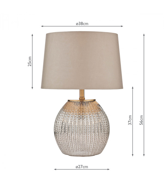Table Lamp Antique Silver complete with Round Tapered Shade Dual Source