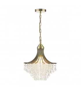 Pendant Light Antique Brass Faceted Glass, 1x E27