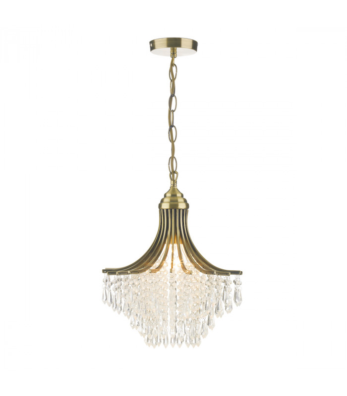 Pendant Light Antique Brass Faceted Glass, 1x E27
