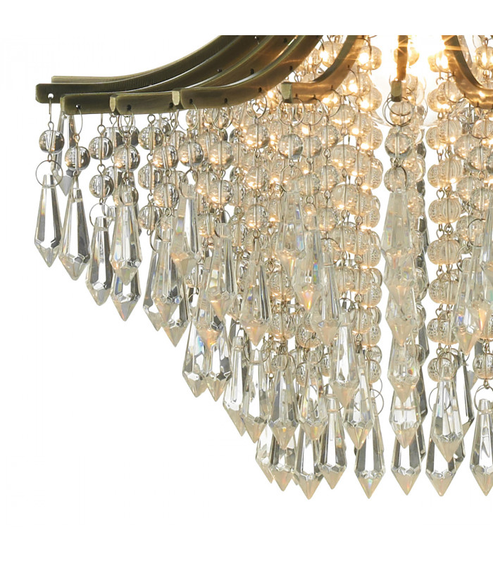 Pendant Light Antique Brass Faceted Glass, 1x E27