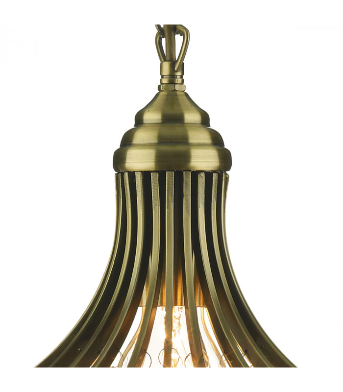 Pendant Light Antique Brass Faceted Glass, 1x E27