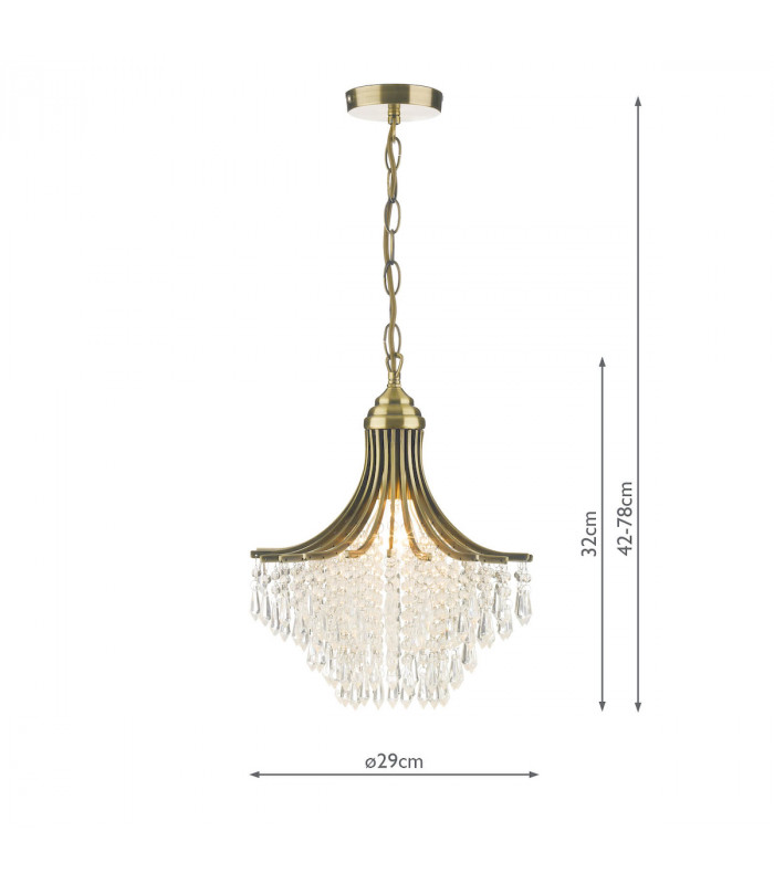 Pendant Light Antique Brass Faceted Glass, 1x E27