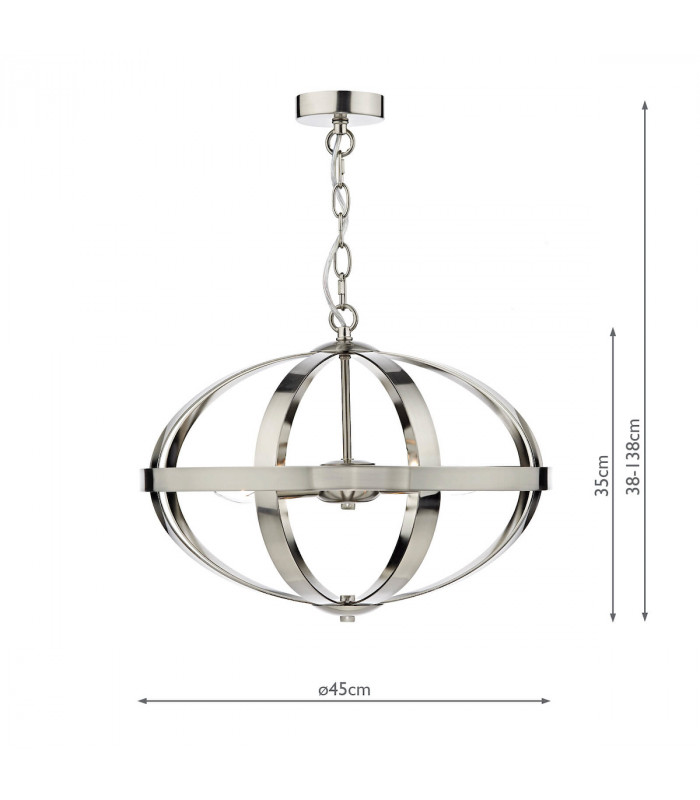 Cage Pendant Light Satin Chrome, 3x E14