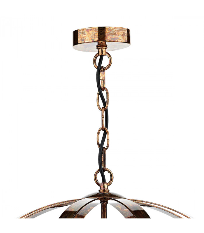 Cage Pendant Light Petrol Copper, 3x E14