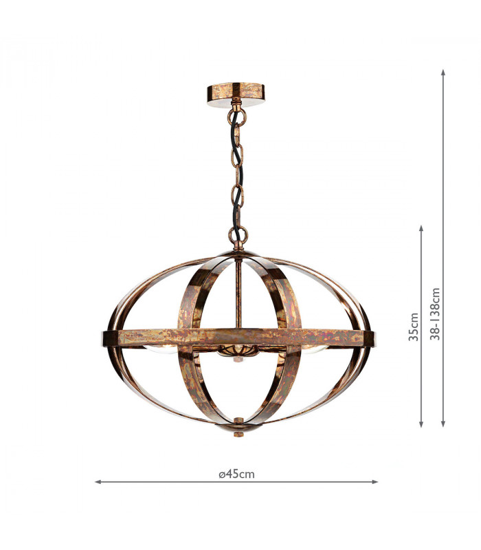 Cage Pendant Light Petrol Copper, 3x E14