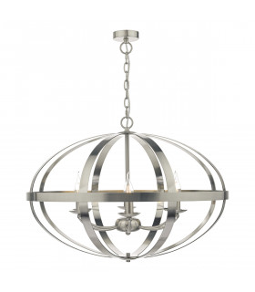 Cage Pendant Light Satin Chrome, 6x E14