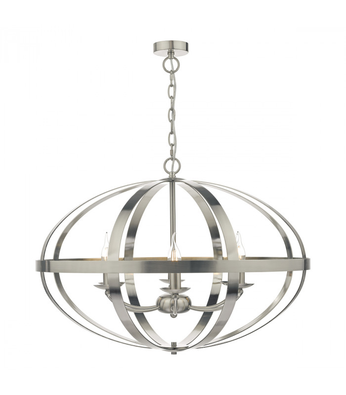 Cage Pendant Light Satin Chrome, 6x E14