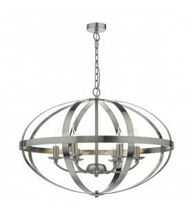 Cage Pendant Light Satin Chrome, 6x E14