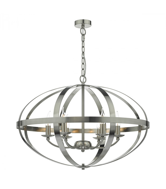 Cage Pendant Light Satin Chrome, 6x E14
